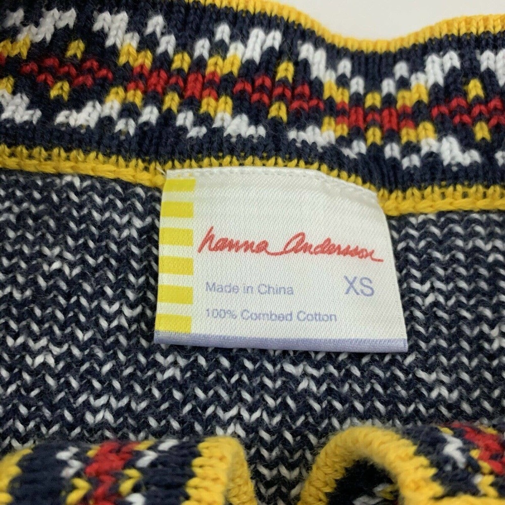 Hanna Andersson Womens Fair Isle Nordic Pullover Sweater Size XS Blue Yellow - Picture 6 of 11